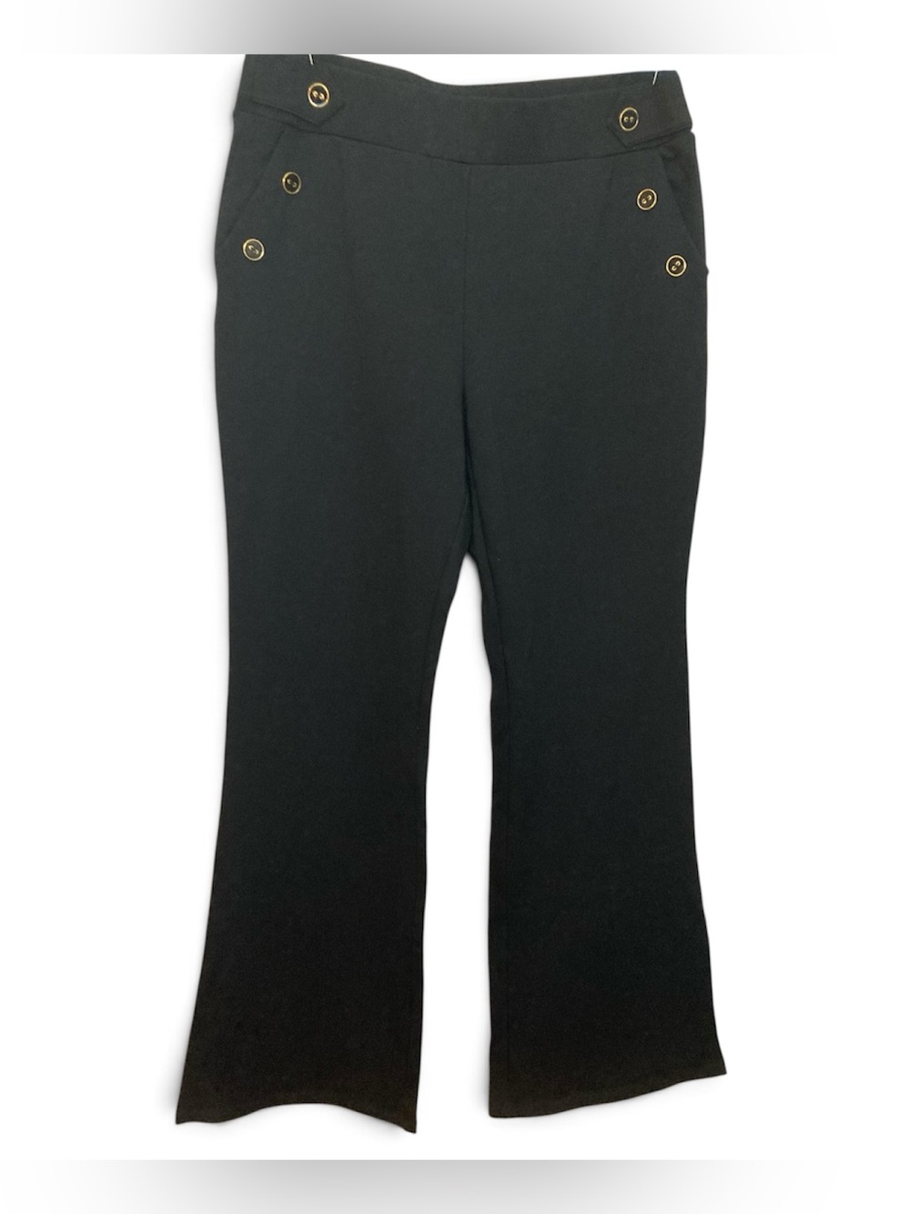 NWOT Maurices Black Flare Leg Pants w/Button Accents Sz Med Regular High Waist